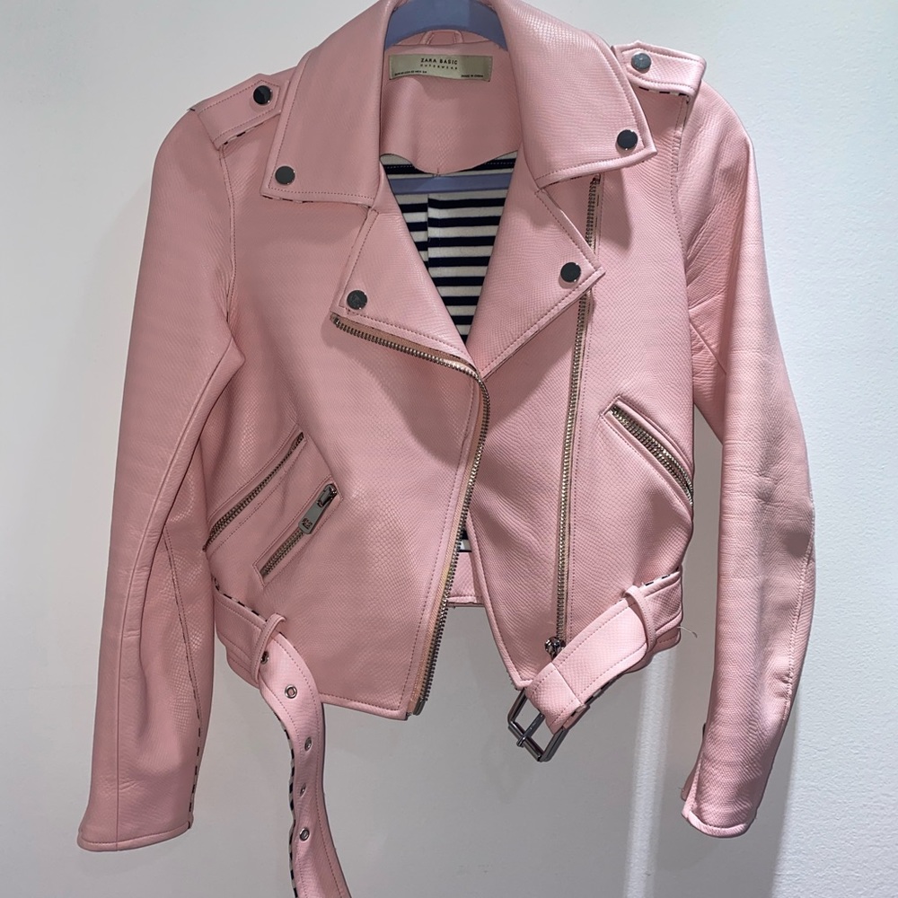 Pink faux leather jacket